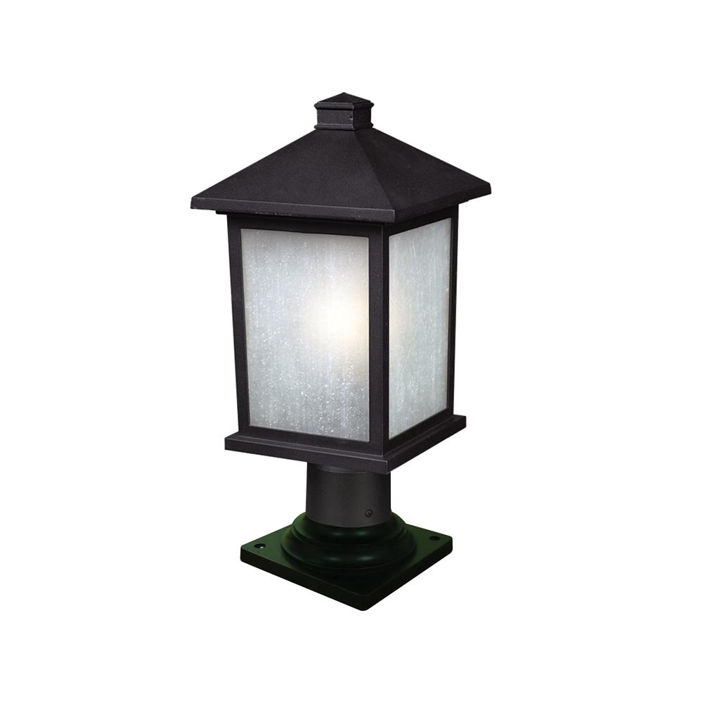 Z-Lite 507PHM-533PM-BK Outdoor Post Light in Black with a White Seedy Shade